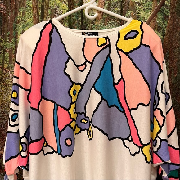 Vintage Abstract Geometric Shirt Oversized Colorful Peter Max vibes 2X 80s 90s - Picture 15 of 15
